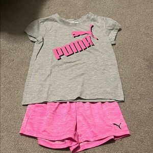 Puma Kids Athletic Set - Heather Gray and Vibrant Pink